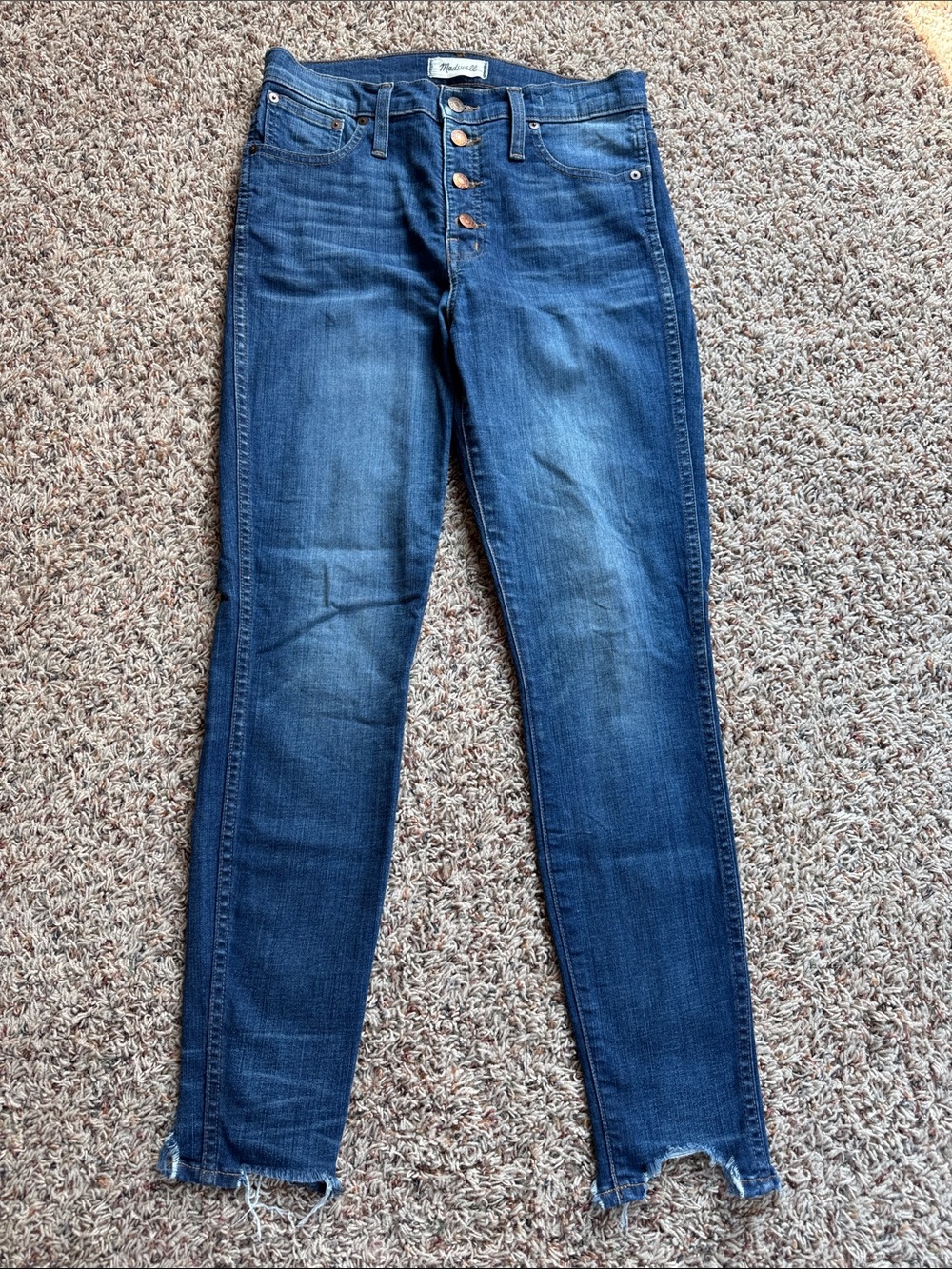Madewell Dark Blue Skinny Jeans with Raw Hem